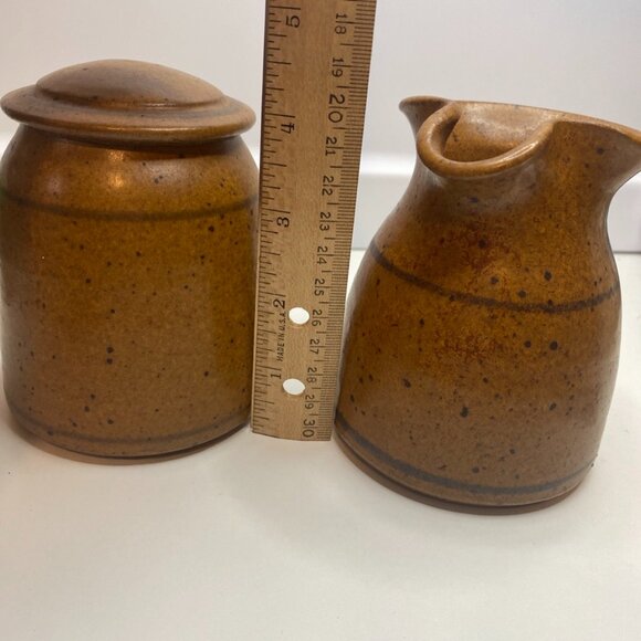 Saltbox Pottery Studio Pottery Art 2 Pcs Sugar And Creamer, Signed Collectible - Picture 11 of 11